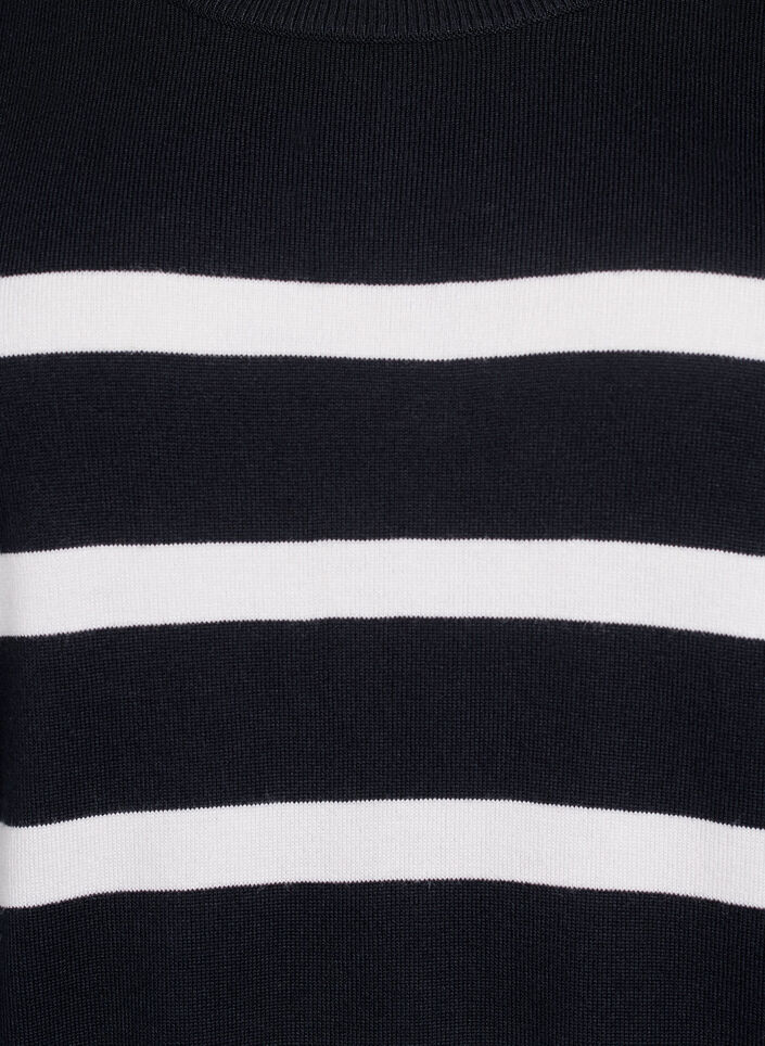 Striped knit top with short sleeves, Black, Packshot image number 2