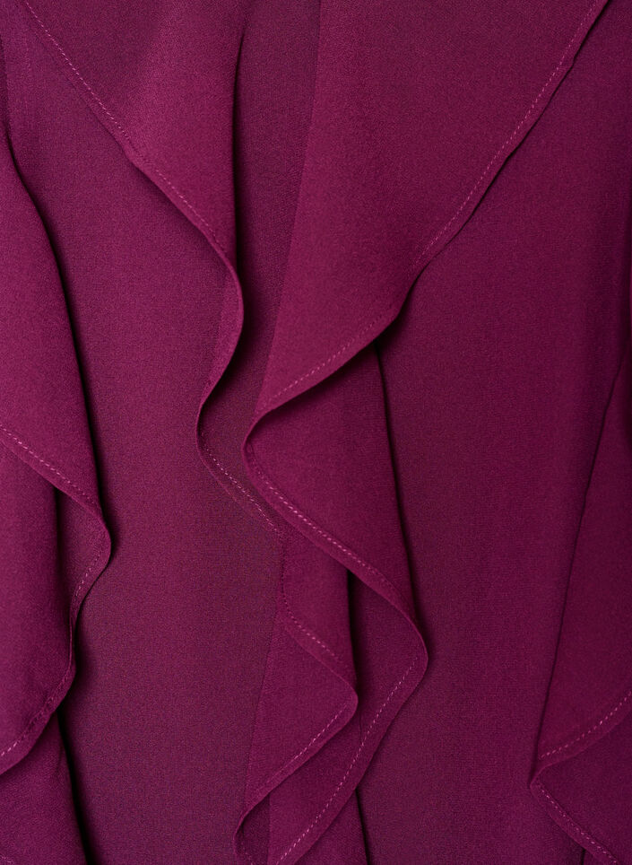 Party dress with ruffle details and V-neck, Red, Packshot image number 2
