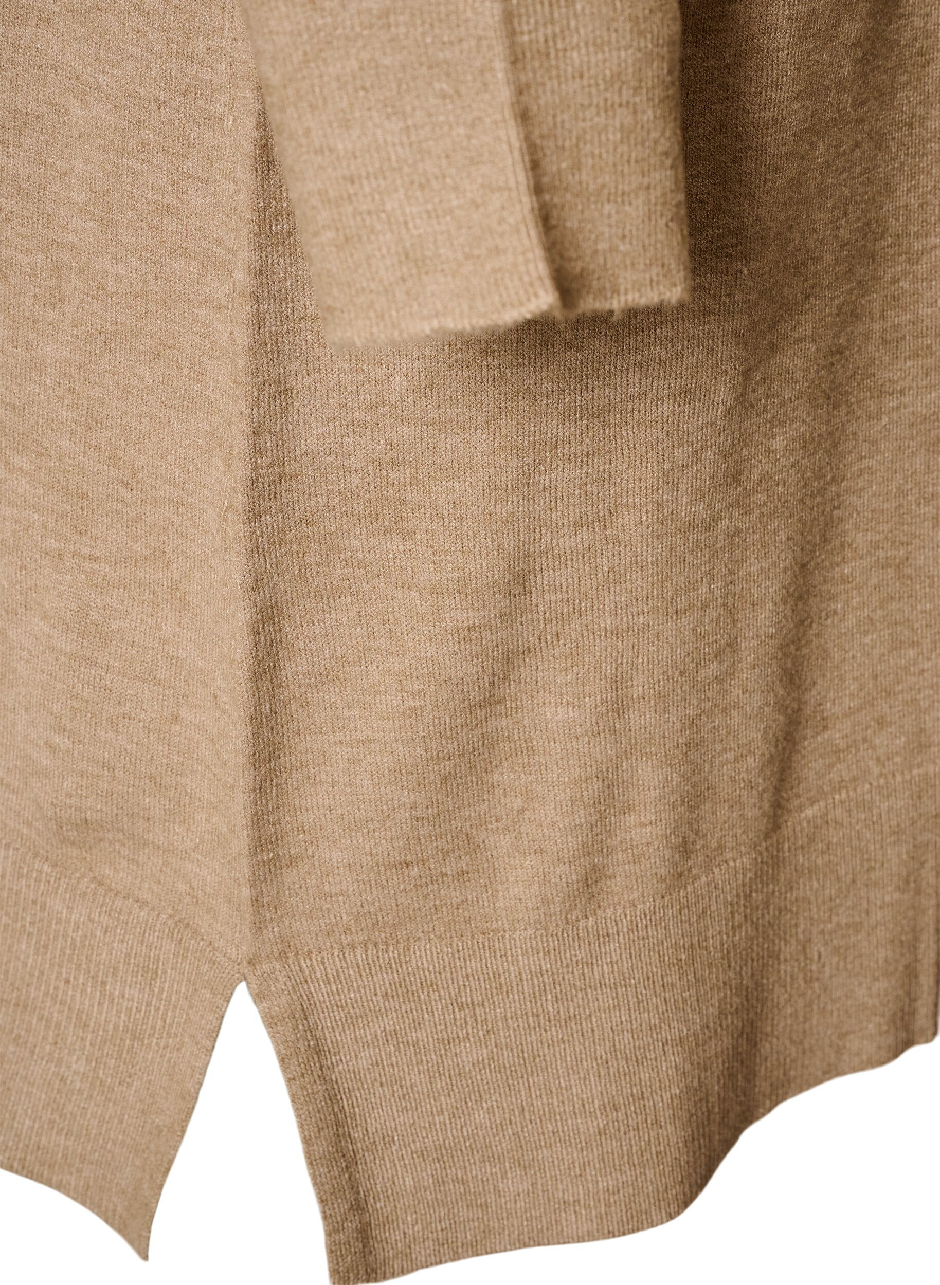 ZizzifashionShort knitted dress with raglan sleeves and a centre seam, Beige, Packshot image number 3