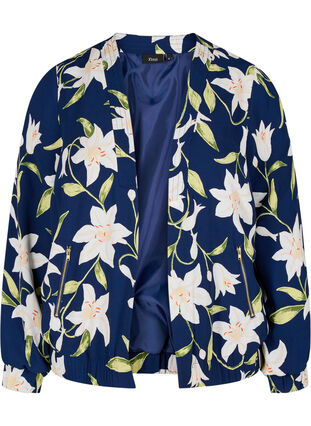 Bomber jacket with pockets and floral print, Flower AOP, Packshot image number 0