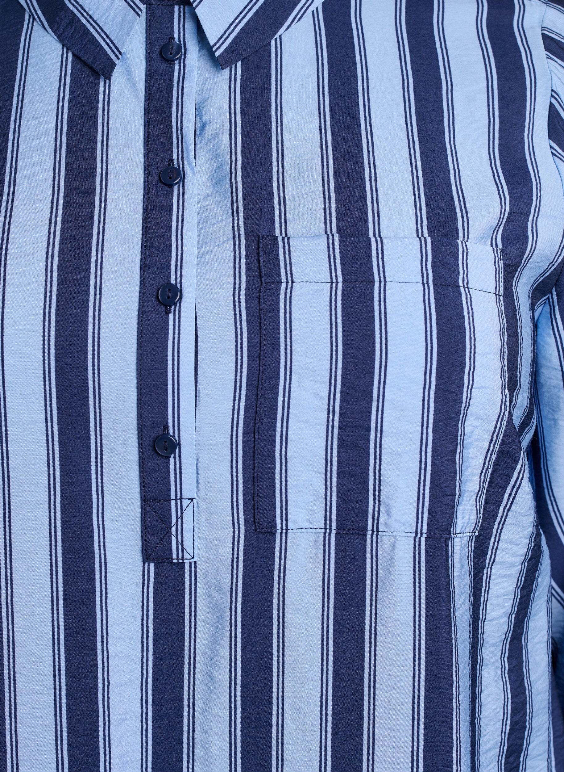 Zizzifashion Short dress with collar and chest pocket, Blue, Packshot image number 2