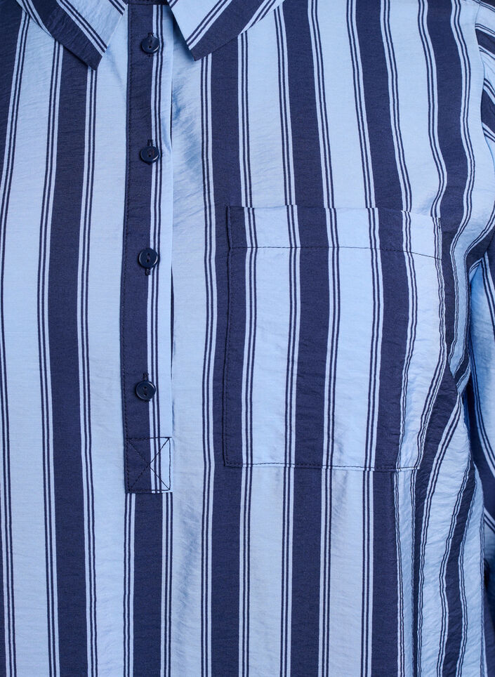 Short dress with collar and chest pocket, Blue, Packshot image number 2