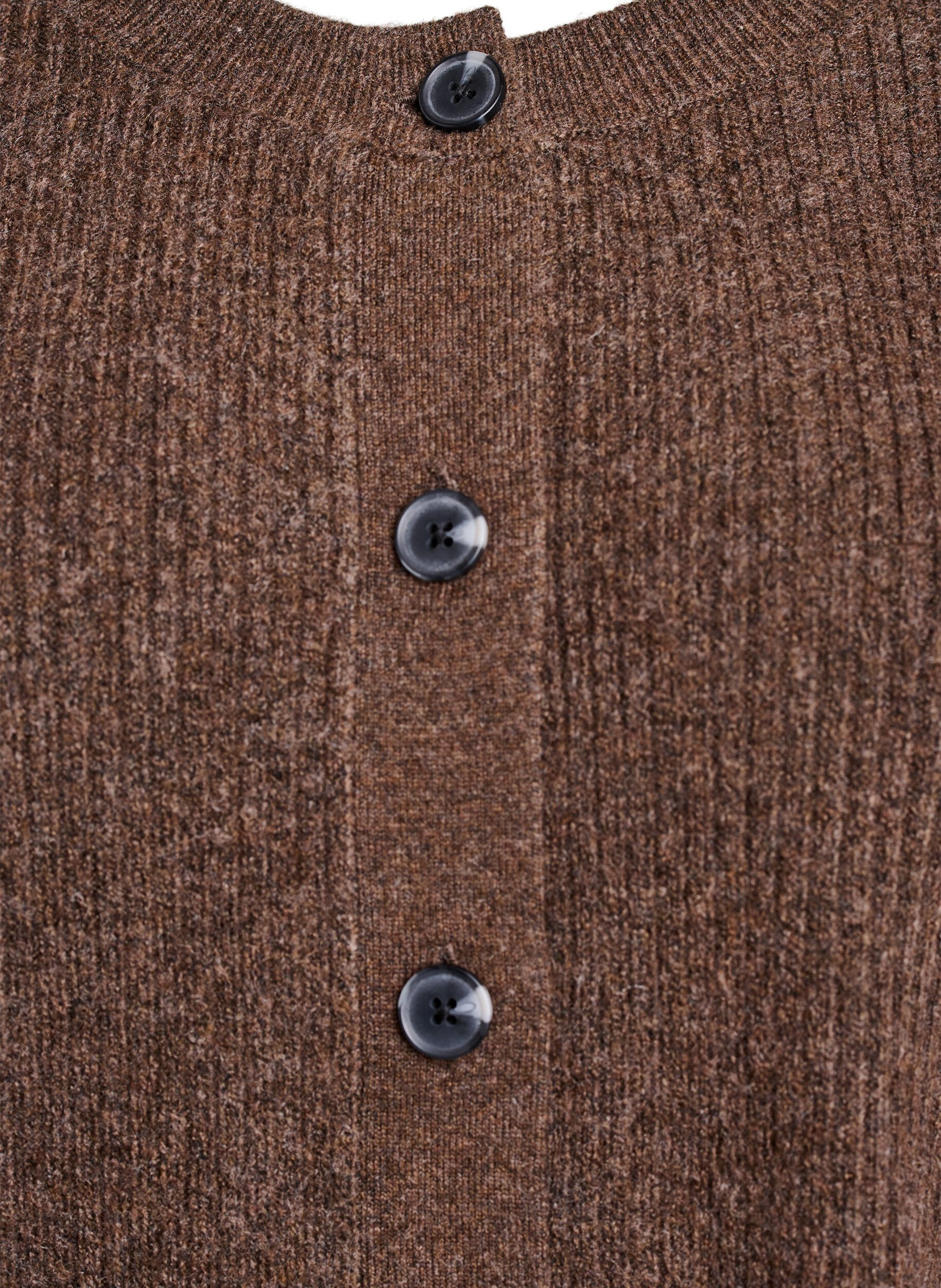 Zizzifashion Ribbed cardigan with buttons, Brown, Packshot image number 2