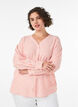 Blouse in linen and viscose with V-neck, Coral, Model image number 0