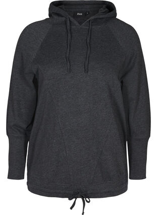 Sweatshirt with a drawstring hem, Black Mel., Packshot image number 0