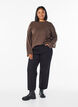 Loose knit sweater with prominent seams, Brown, Model image number 1