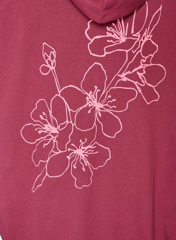 Hoodie with zipper and back print, Red, Packshot image number 3