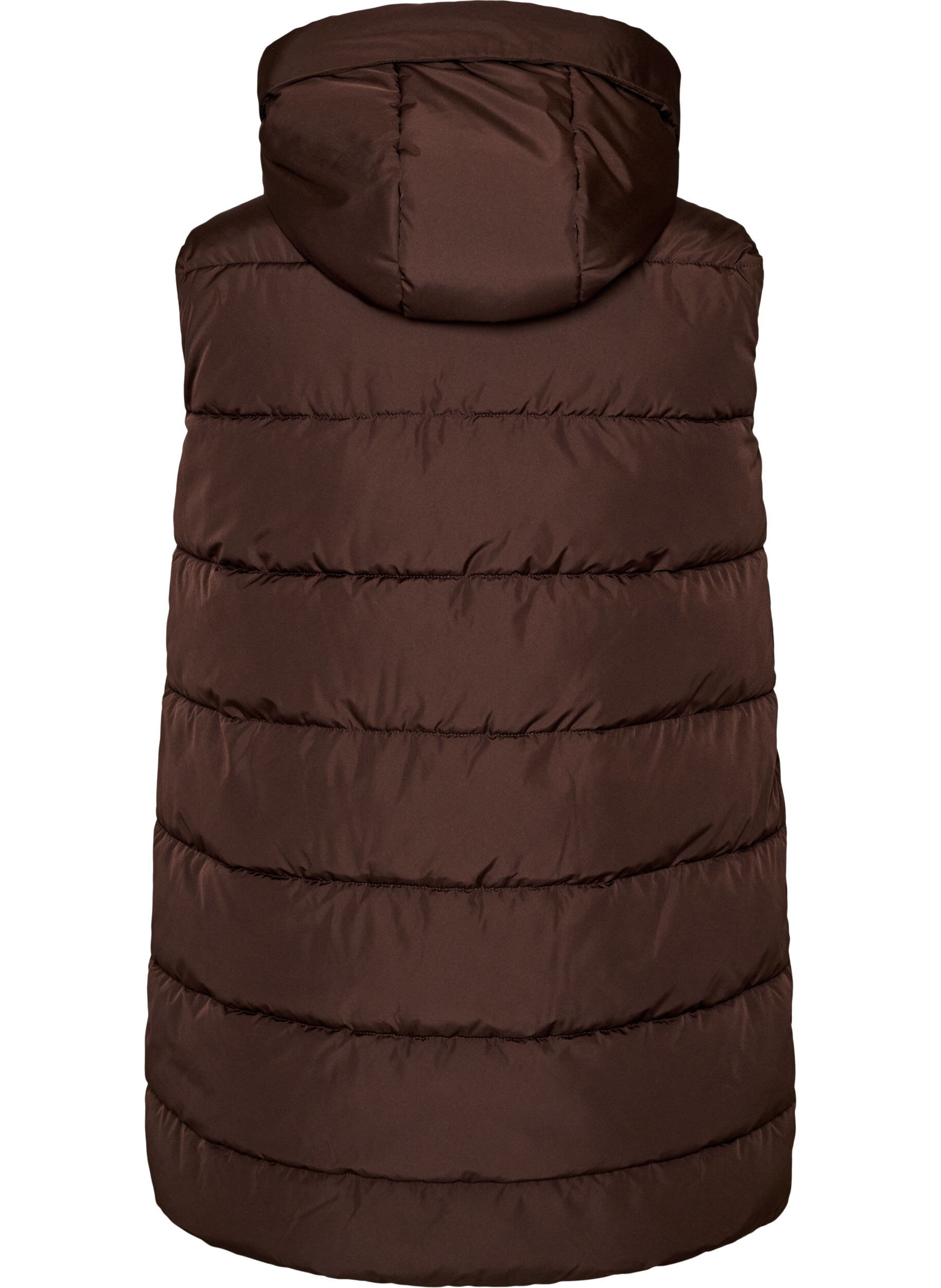 ZizzifashionLong vest with hood and pockets, Brown, Packshot image number 1