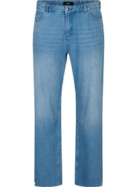 Straight fit jeans with raw edges