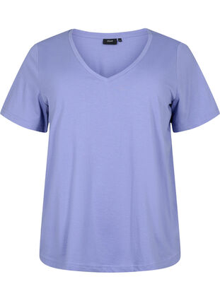 Short sleeve t-shirt with v-neckline, Lavender Viloet, Packshot image number 0