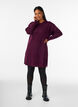 Short knitted dress with a V-shaped textured pattern, Red, Model image number 1