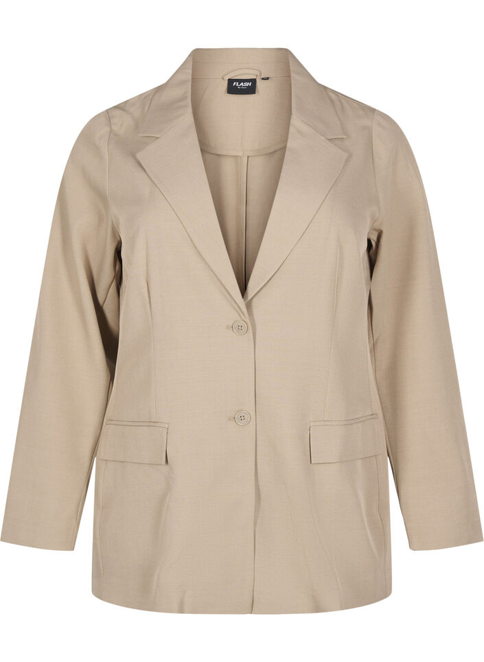 FLASH - Blazer with pockets and a slit, Beige, Packshot image number 0