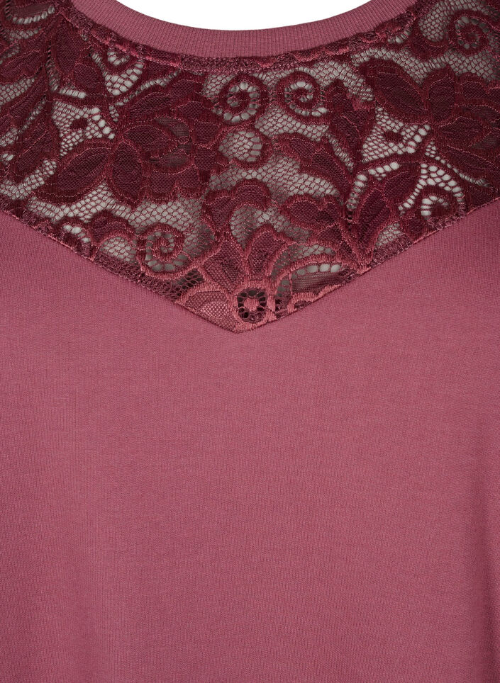 Short sweat dress with lace detail, Rose Brown, Packshot image number 2