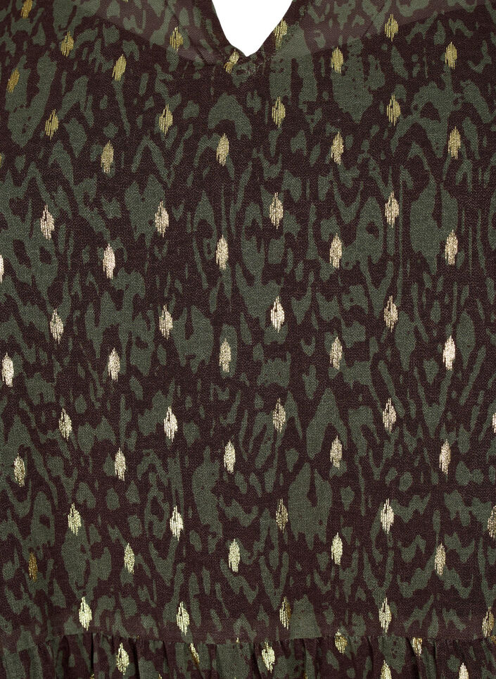 Tunic with print and lurex, Green Ethnic AOP, Packshot image number 2