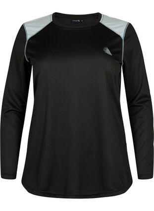 Ski undershirt with colourblock, Black w. Gray Mist, Packshot image number 0