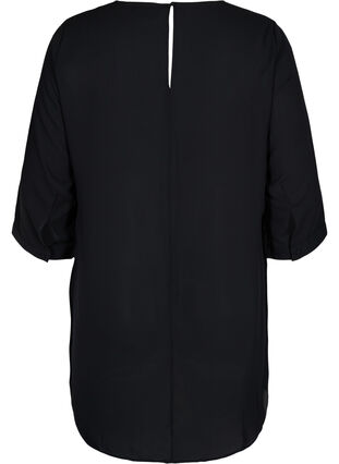 Blouse with 3/4-length sleeves and asymmetric hem, Black, Packshot image number 1