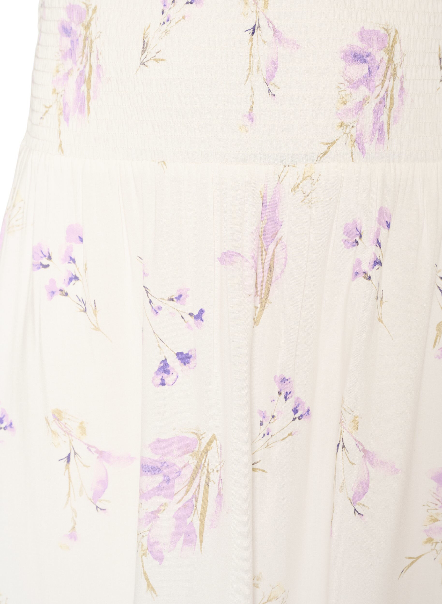 Zizzifashion Viscose maxi skirt with smocking, White, Packshot image number 2