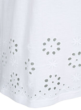 T-shirt in cotton with embroidery anglaise, Bright White, Packshot image number 3