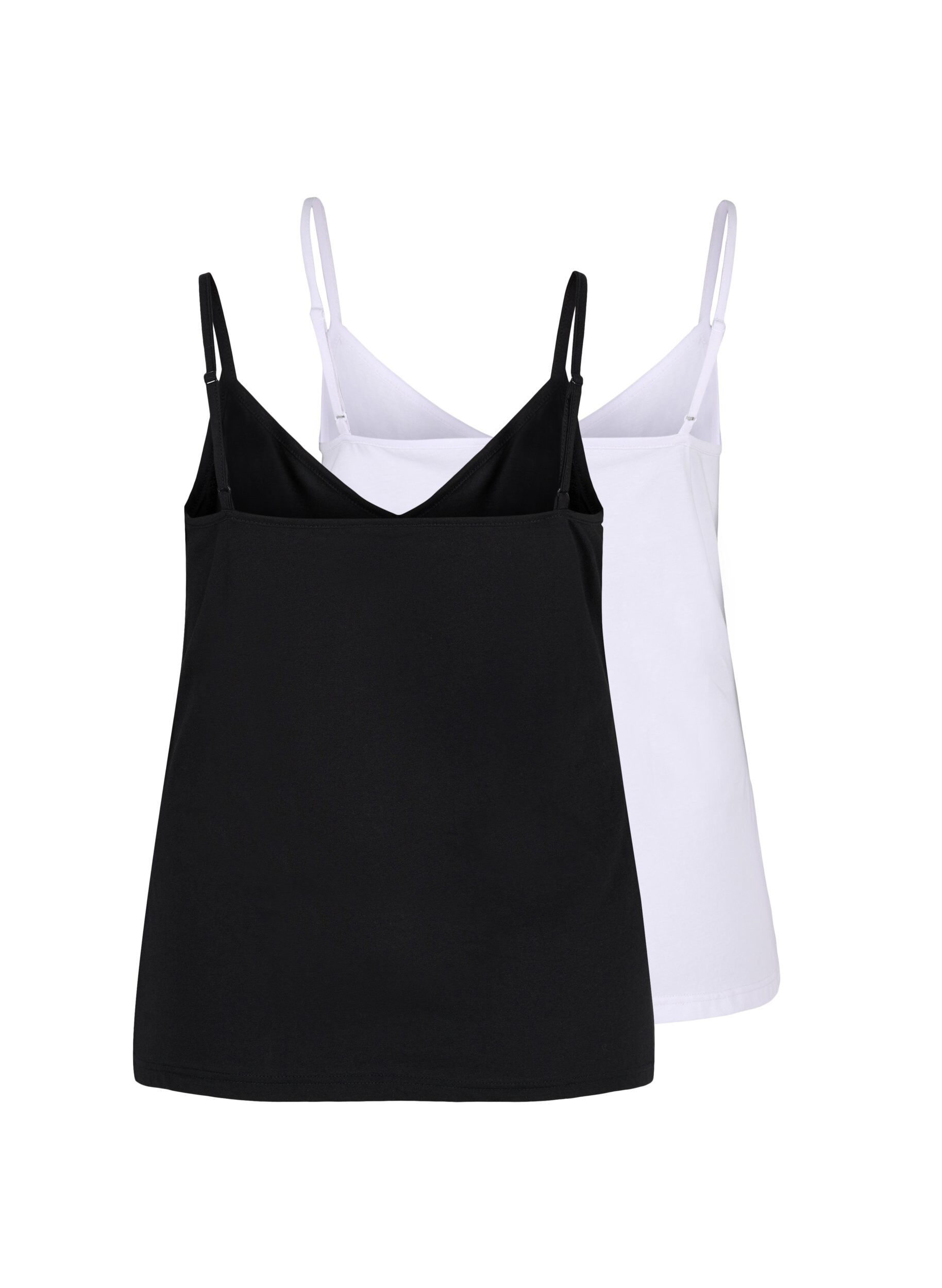 Zizzifashion Cotton basic top 2-pack, Black/Bright White, Packshot image number 1