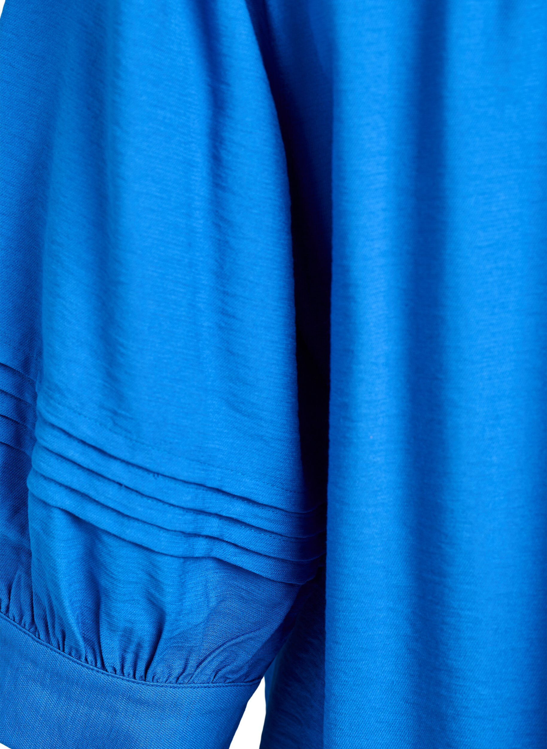 Zizzifashion Blouse with 3/4 sleeves and decorative pleats, Blue, Packshot image number 3