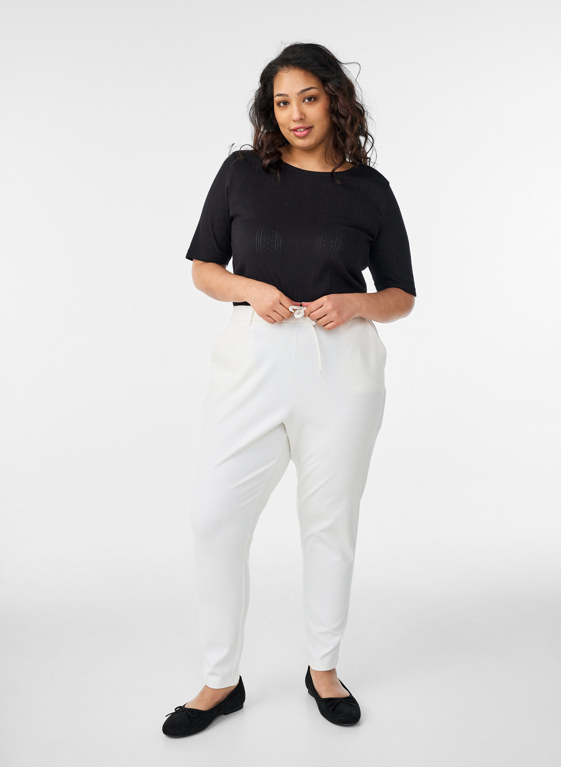 Zizzifashion Cropped Maddison trousers, White, Model image number 0