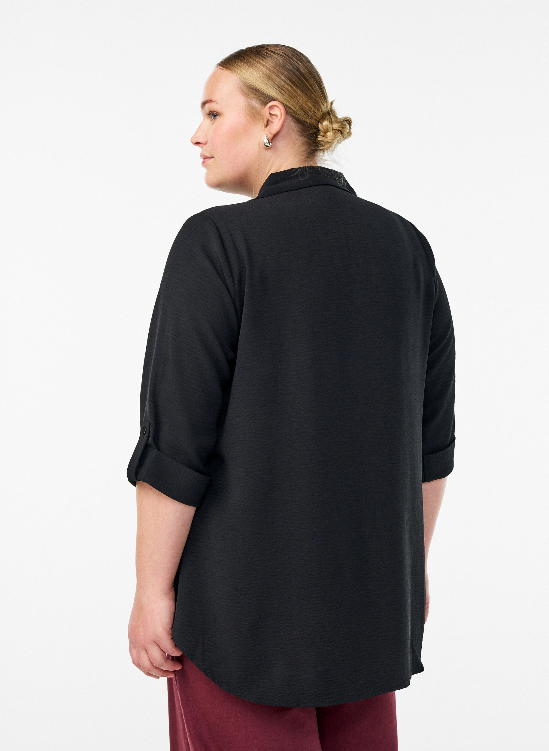 Zizzifashion FLASH - Shirt with chest pockets and 3/4 sleeves, Black, Model image number 2