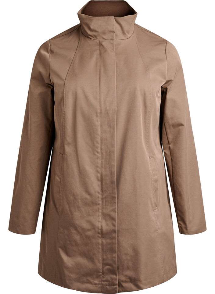 Transitional jacket with pockets and a high collar, Brown, Packshot
