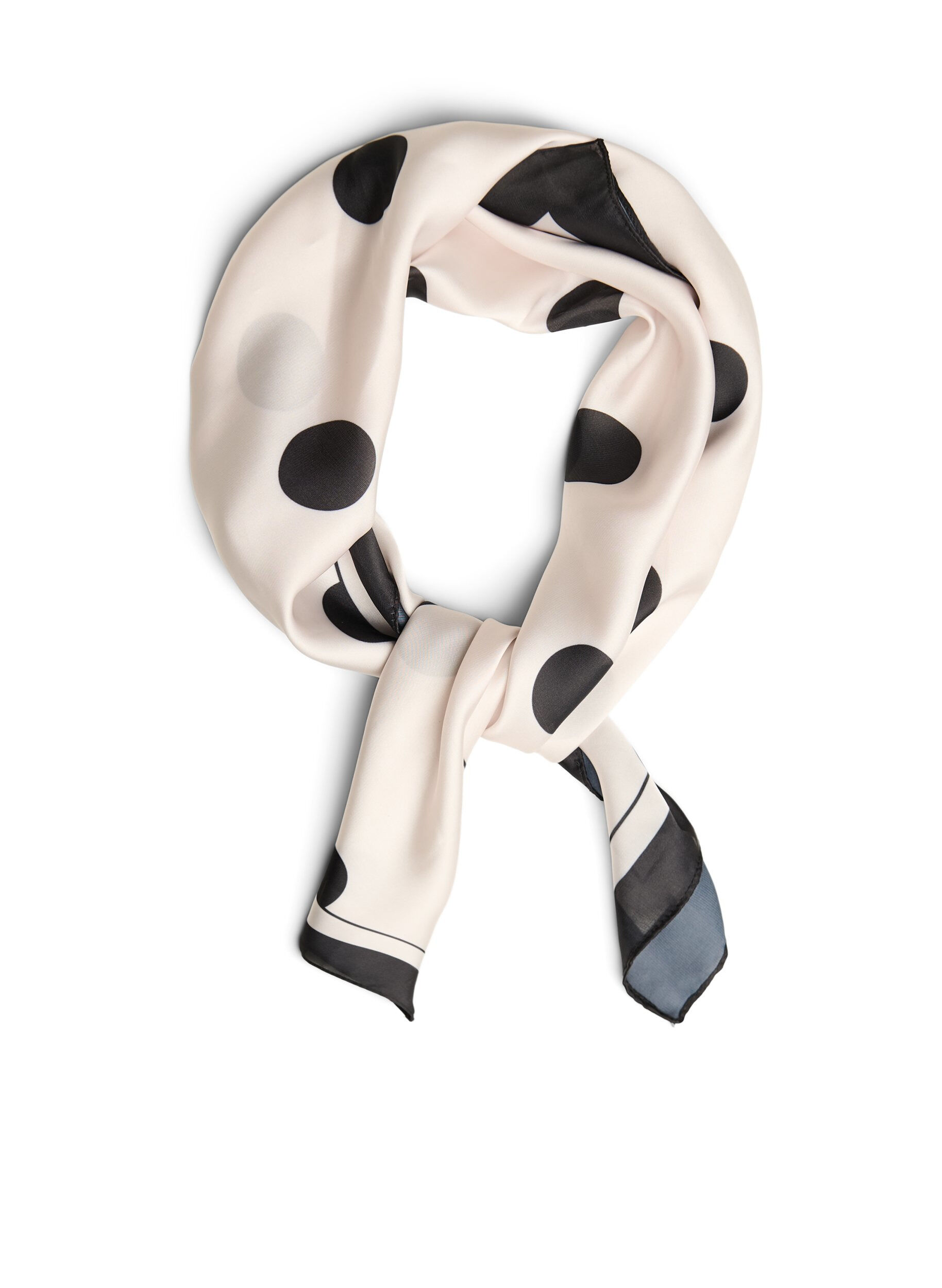 Zizzifashion Square scarf in a satin-look with a patterned design, Beige, Packshot image number 0