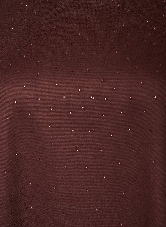T-shirt with rhinestones and round neck, Brown, Packshot image number 2