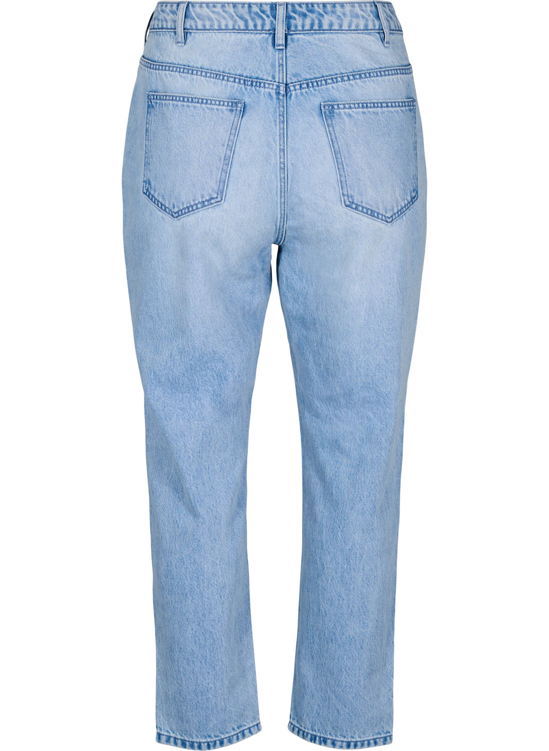 Zizzifashion Mille Mom fit jeans with distress details, Light Blue Denim, Packshot image number 1