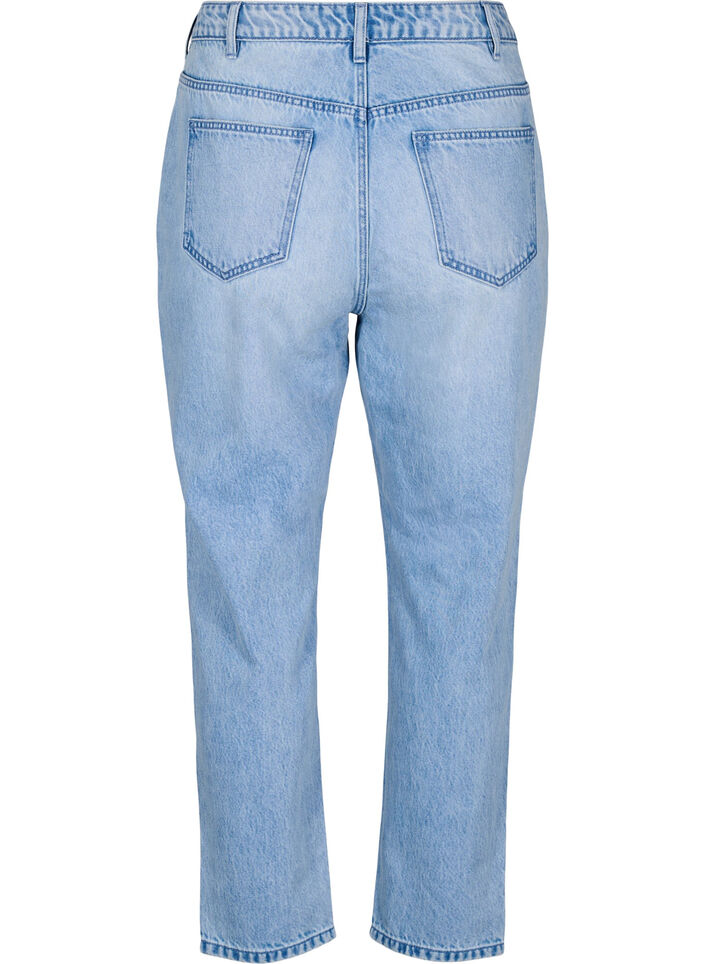 Mille Mom fit jeans with distress details, Light Blue Denim, Packshot image number 1