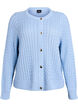 Cable-knit cardigan with golden buttons, Blue, Packshot image number 0