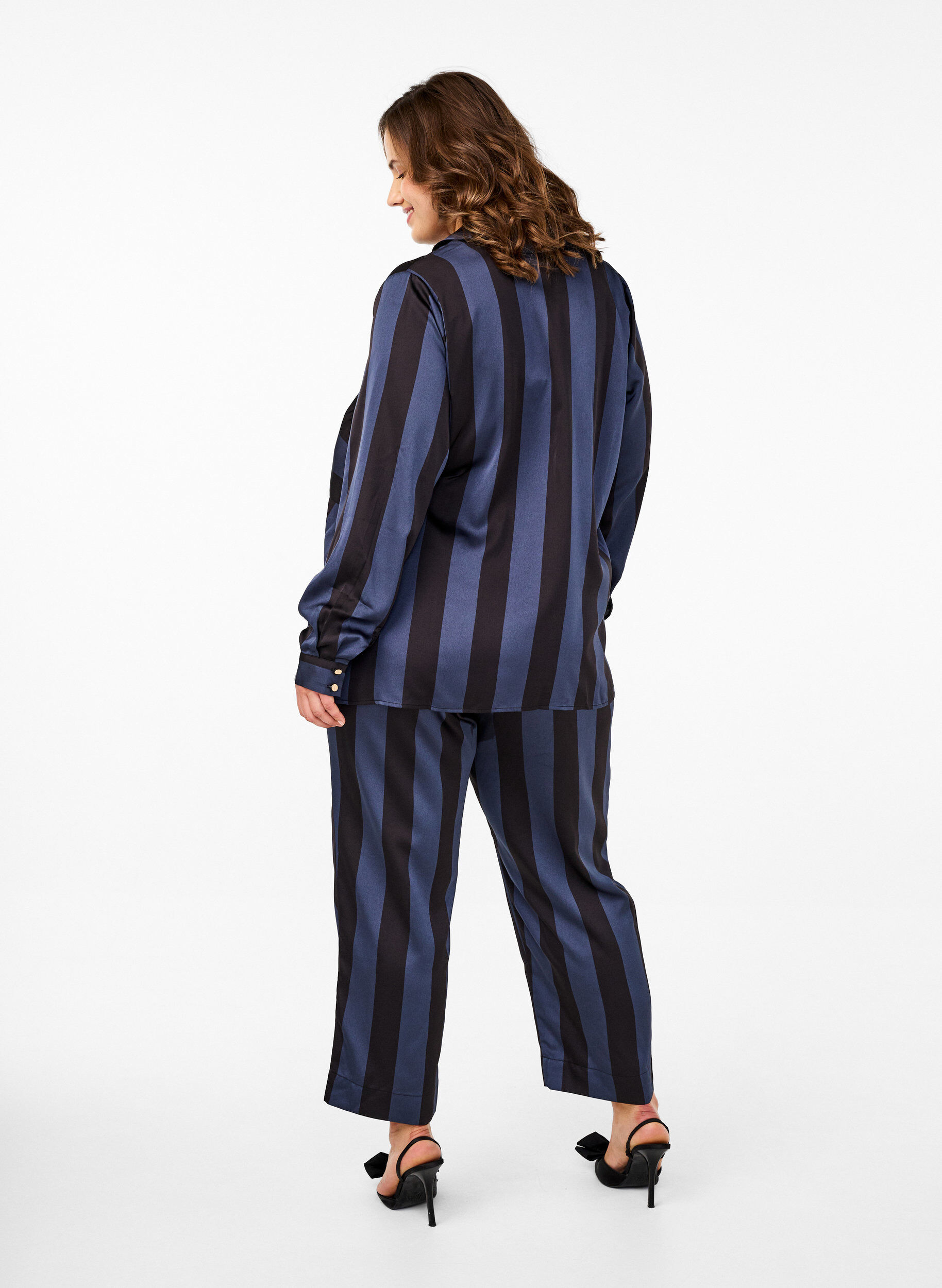 Zizzifashion Cropped trousers with stripes, Blue, Model image number 1