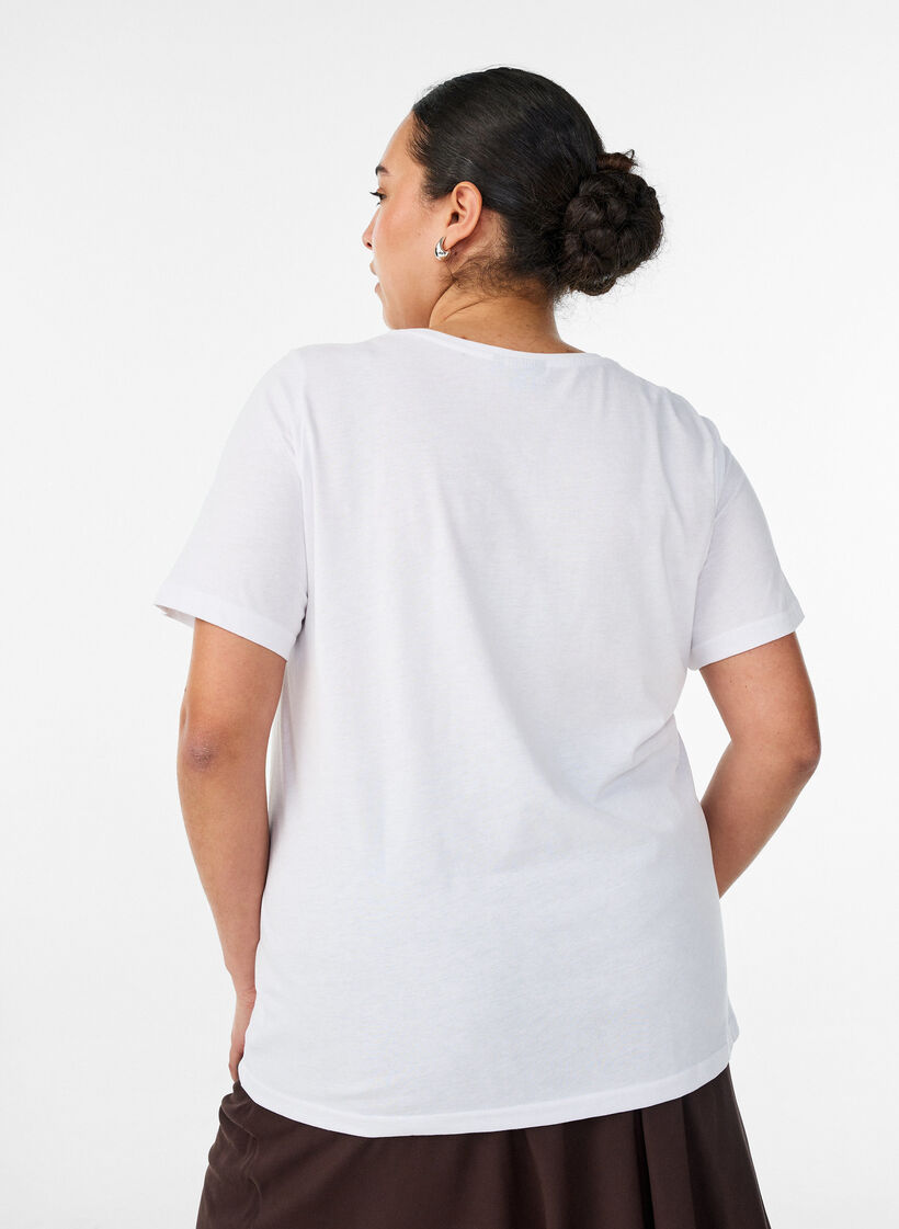 T-shirt with motif, White, Model image number 2