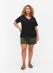 Short-sleeved basic t-shirt with v-neck, Black, Model image number 1
