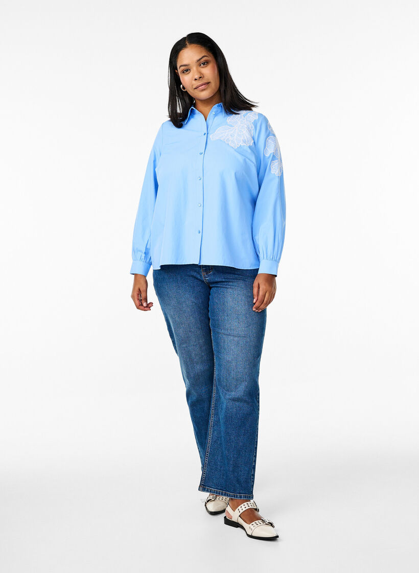 High-waisted Gemma jeans with a regular fit, Blue, Model image number 0