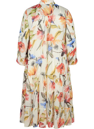 Printed midi dress with buttons and a-line, Snow White AOP, Packshot image number 1