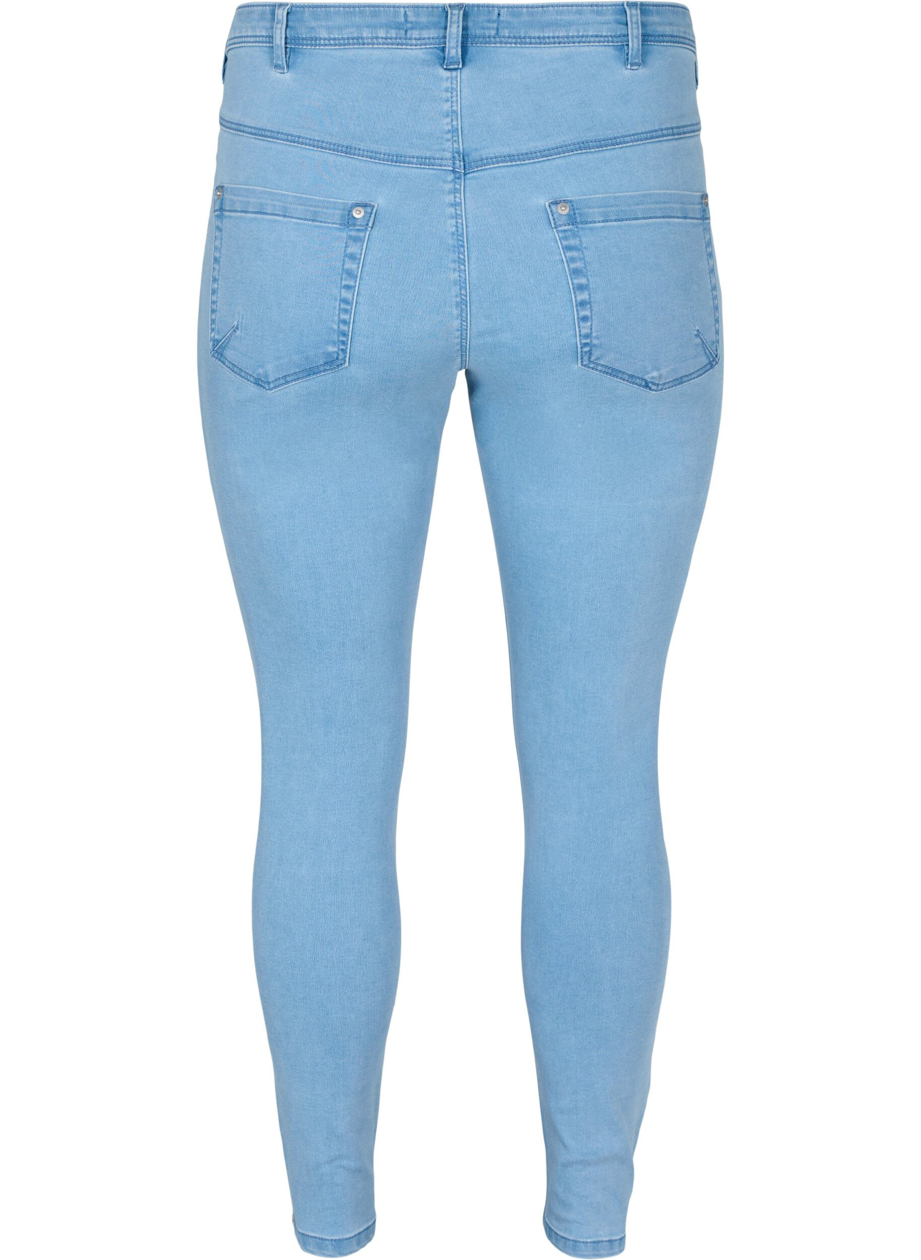 Zizzifashion Cropped Amy jeans with zipper detail, Light Blue, Packshot image number 1