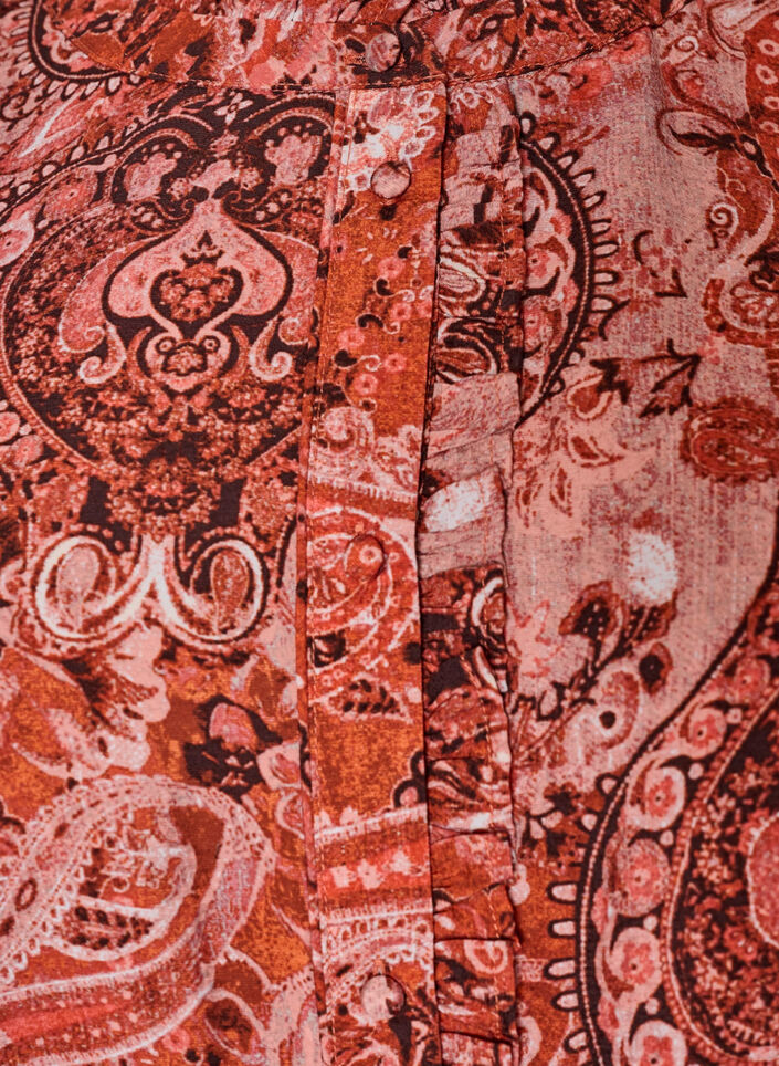 Viscose blouse with paisley print and ruffles, Orange, Packshot image number 2