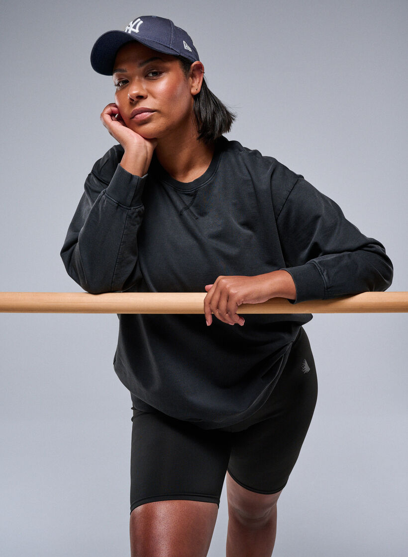 Loose sweatshirt with washed look, Grey, Image image number 0