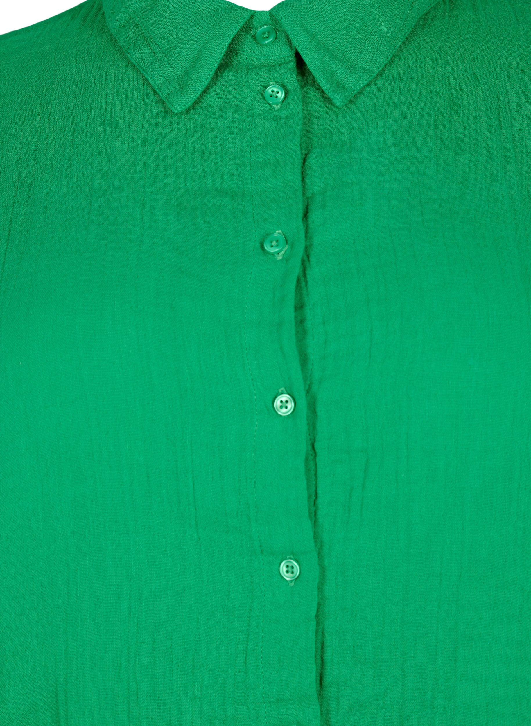 Zizzifashion Shirt with cotton muslin collar, Jolly Green, Packshot image number 2