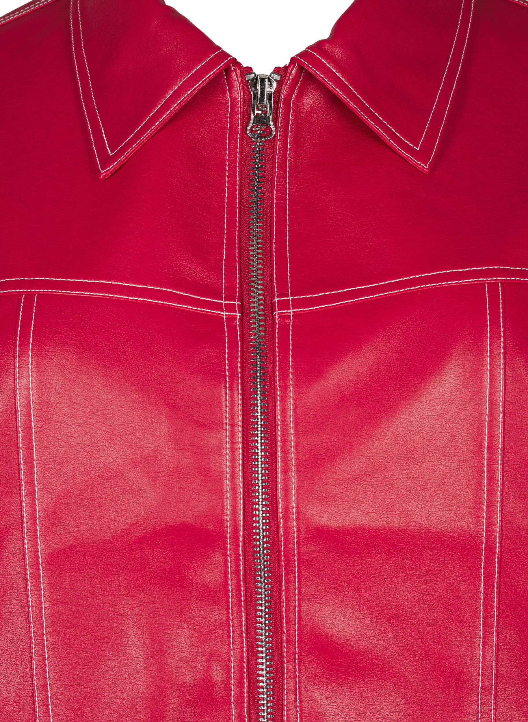 Zizzifashion Faux leather bomber jacket, Rhythmic Red, Packshot image number 2