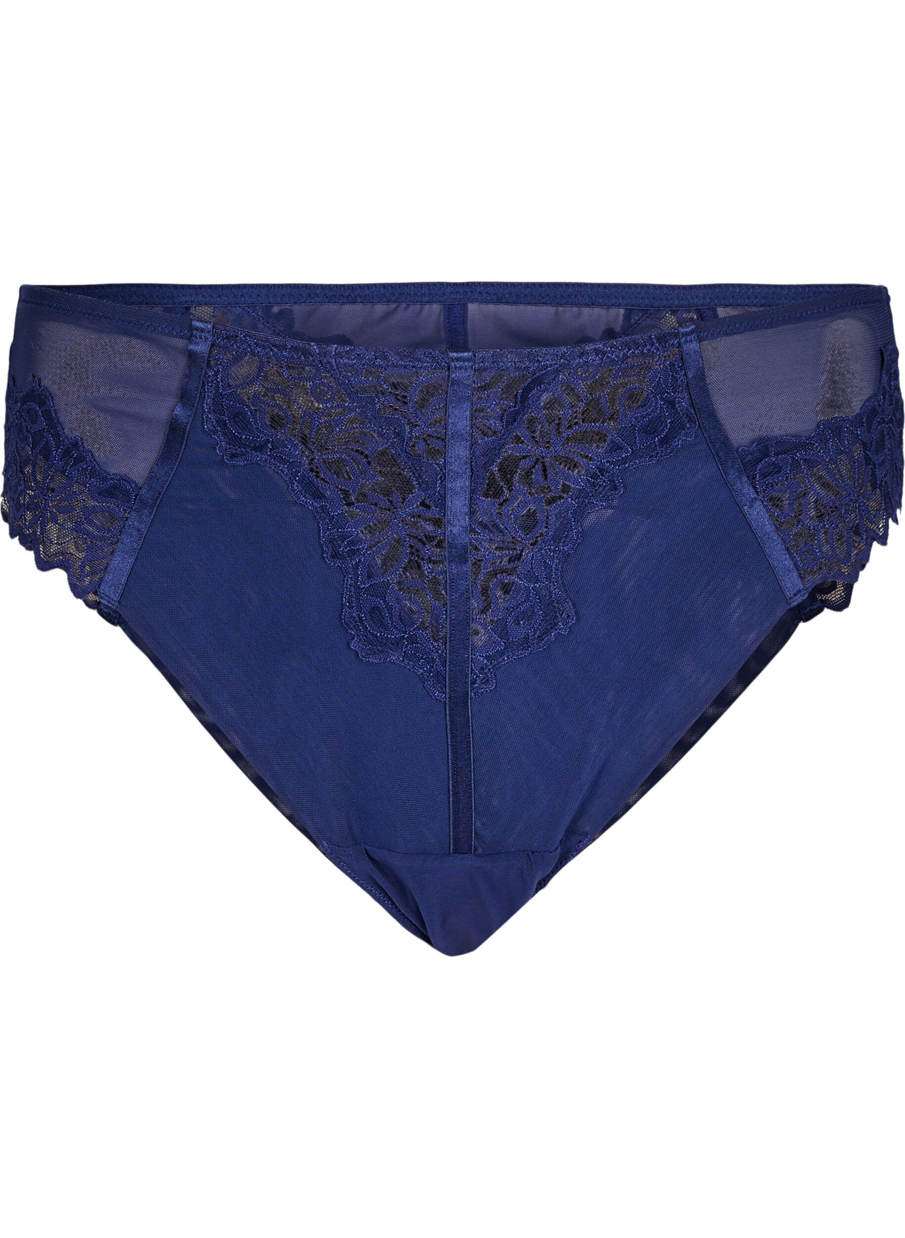 Zizzifashion Brazilian panties with lace and satin ribbon, Ocean Cavern, Packshot image number 0