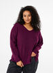Knitted blouse with v-neck and long sleeves, Potent P. Black Mel., Model image number 0