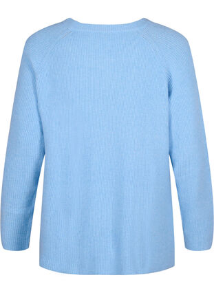 Melange pullover with side slit, Blue Bell/White Mel., Packshot image number 1
