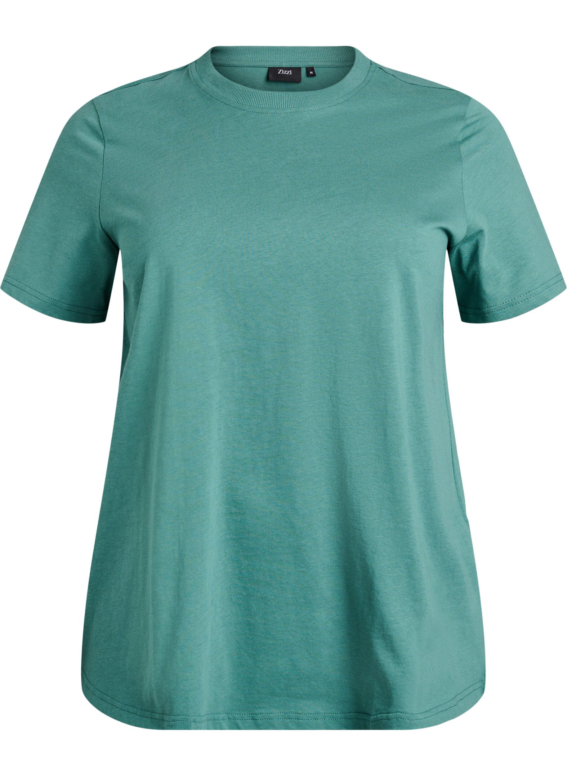 Zizzifashion Basic cotton t-shirt with a round neck, Green, Packshot image number 0