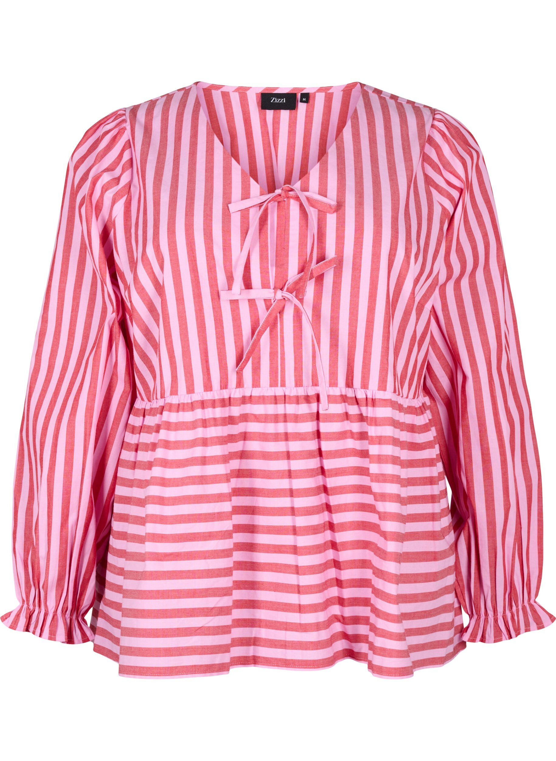 Blouse with stripes and bows