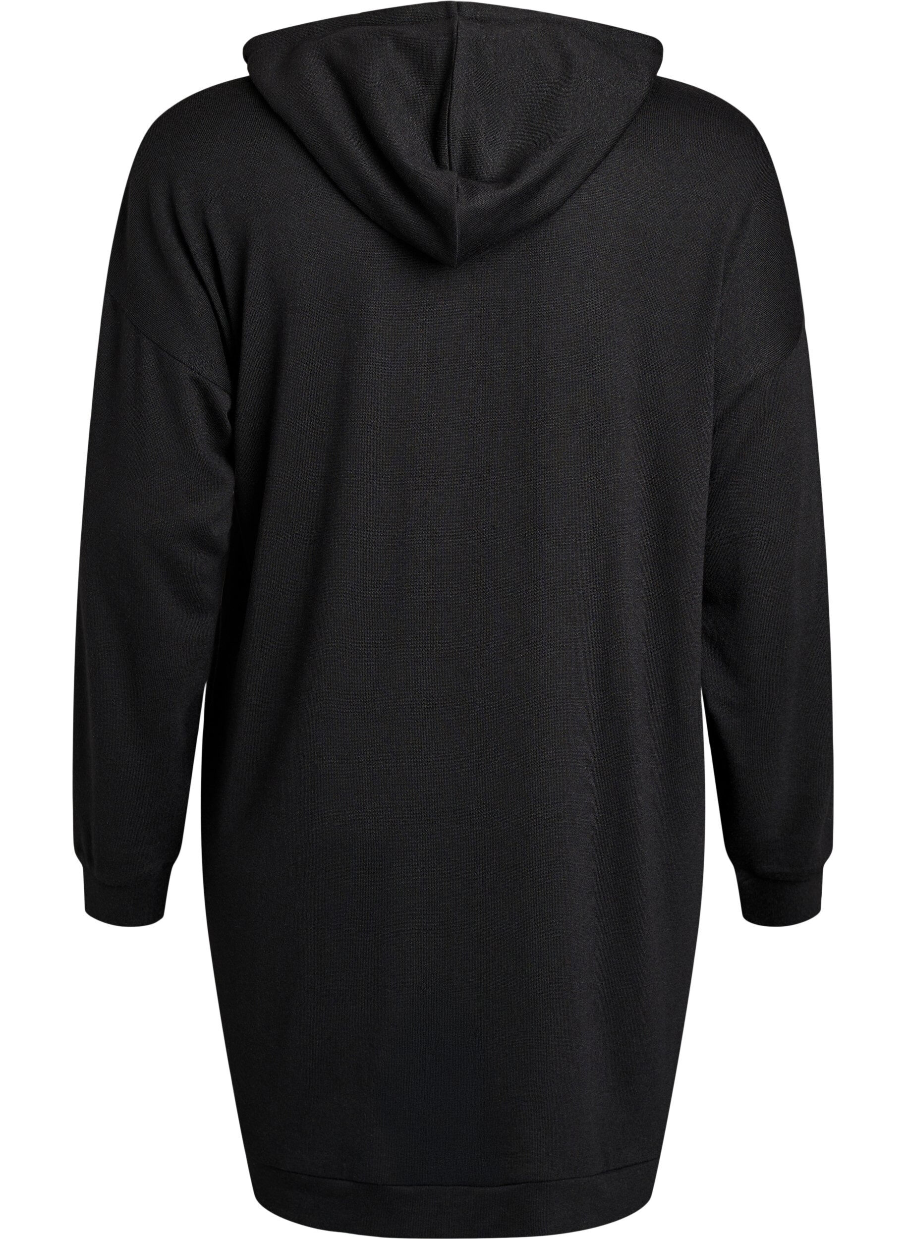 Zizzifashion Short hoodie dress with a kangaroo pocket, Black, Packshot image number 1