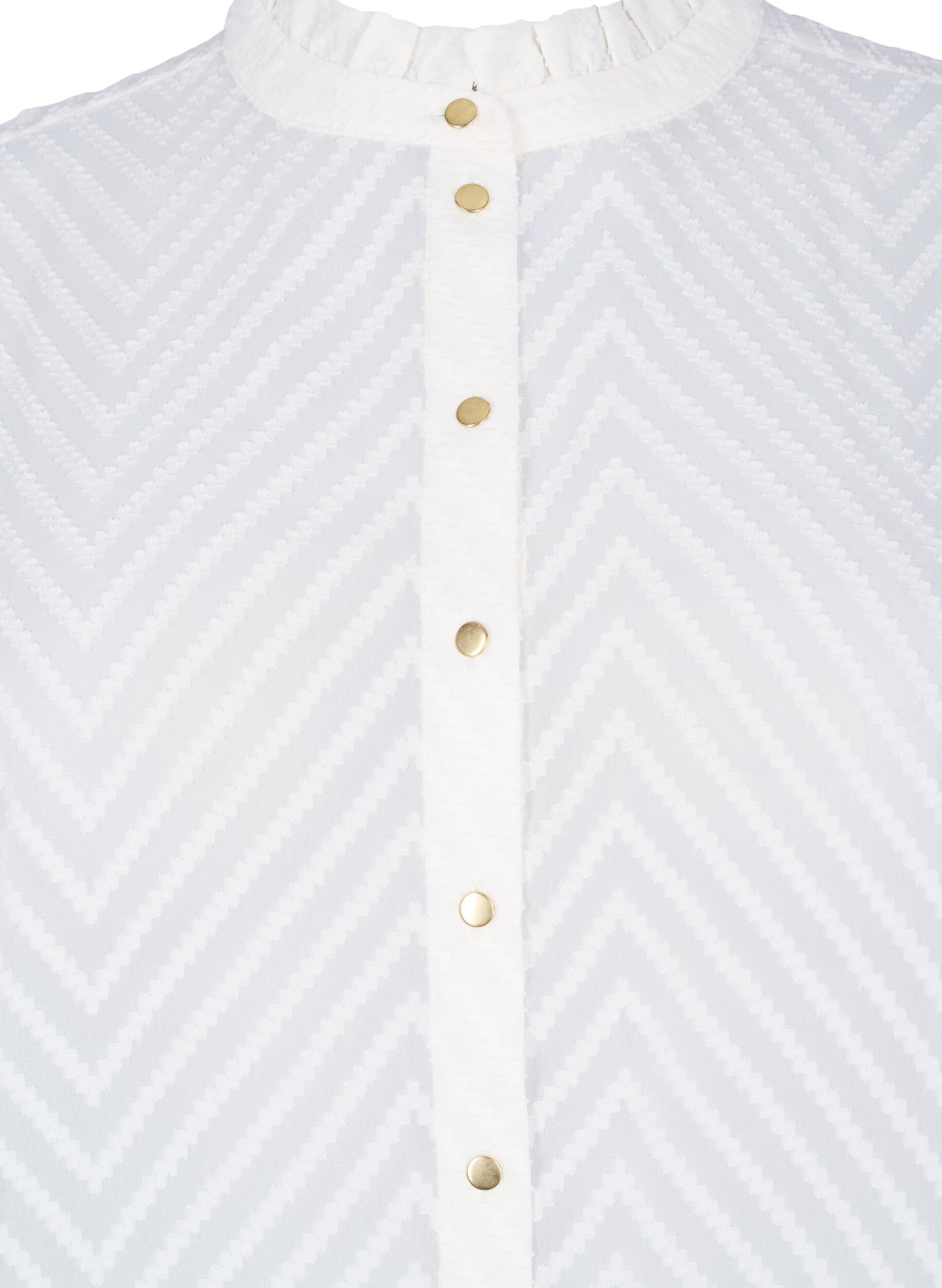 Zizzifashion Shirt blouse with ruffles and patterned texture, Snow White, Packshot image number 2