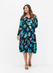 Long-sleeved viscose dress with print, Blue AOP, Model image number 3